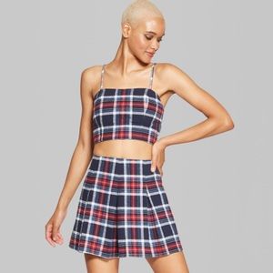 Blue and red plaid crop top size small